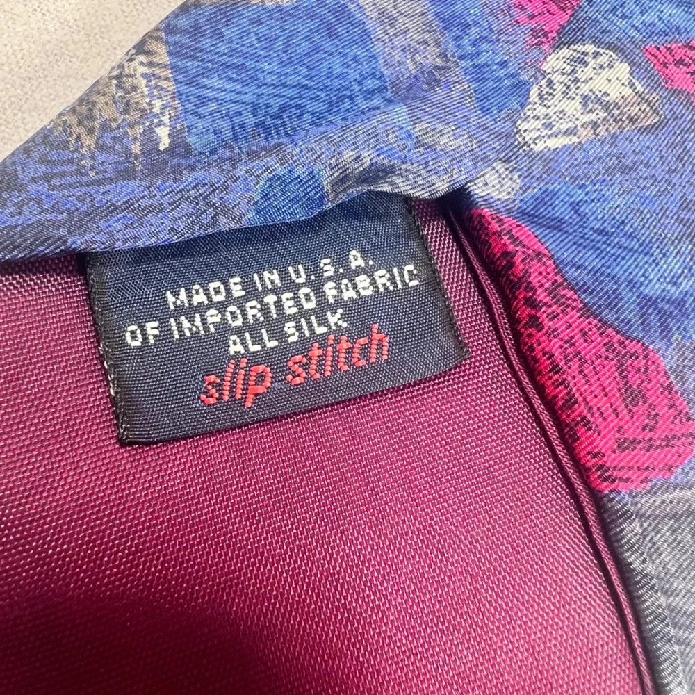 Damon Vintage Necktie Silk Abstract Heathered Vibrant Blue Made in USA 3x58‎